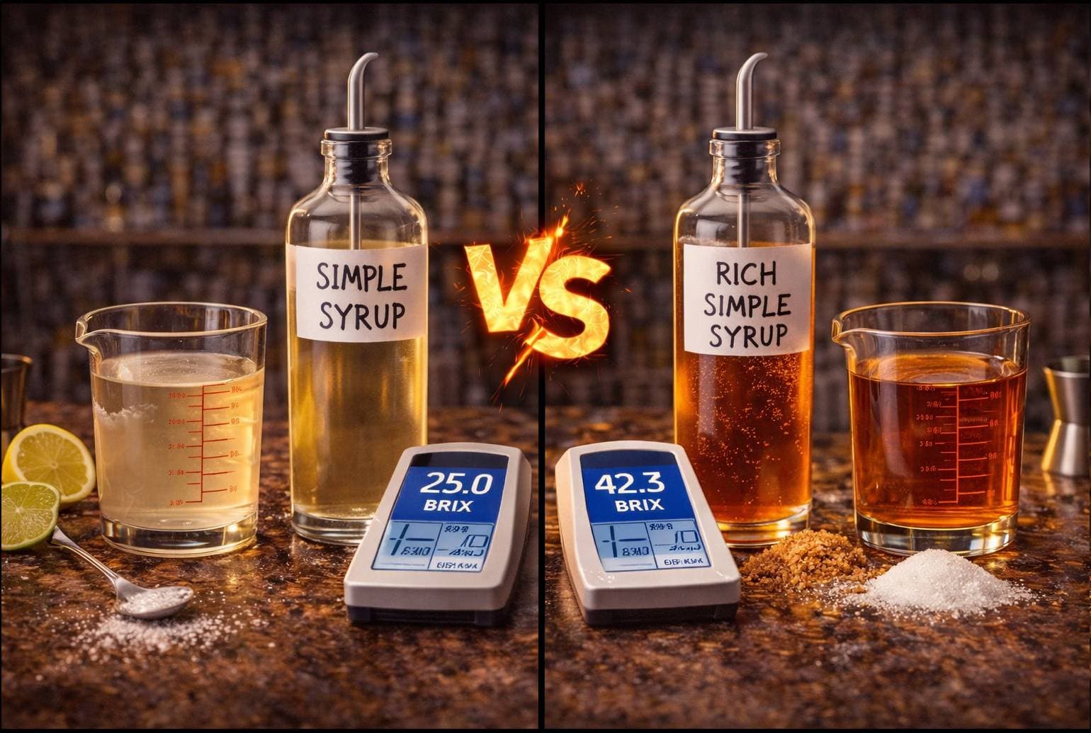 Sirop Simple vs. Sirop Simple Riche — Quand Utiliser Lequel (Et Comment Cela Affecte le Brix)