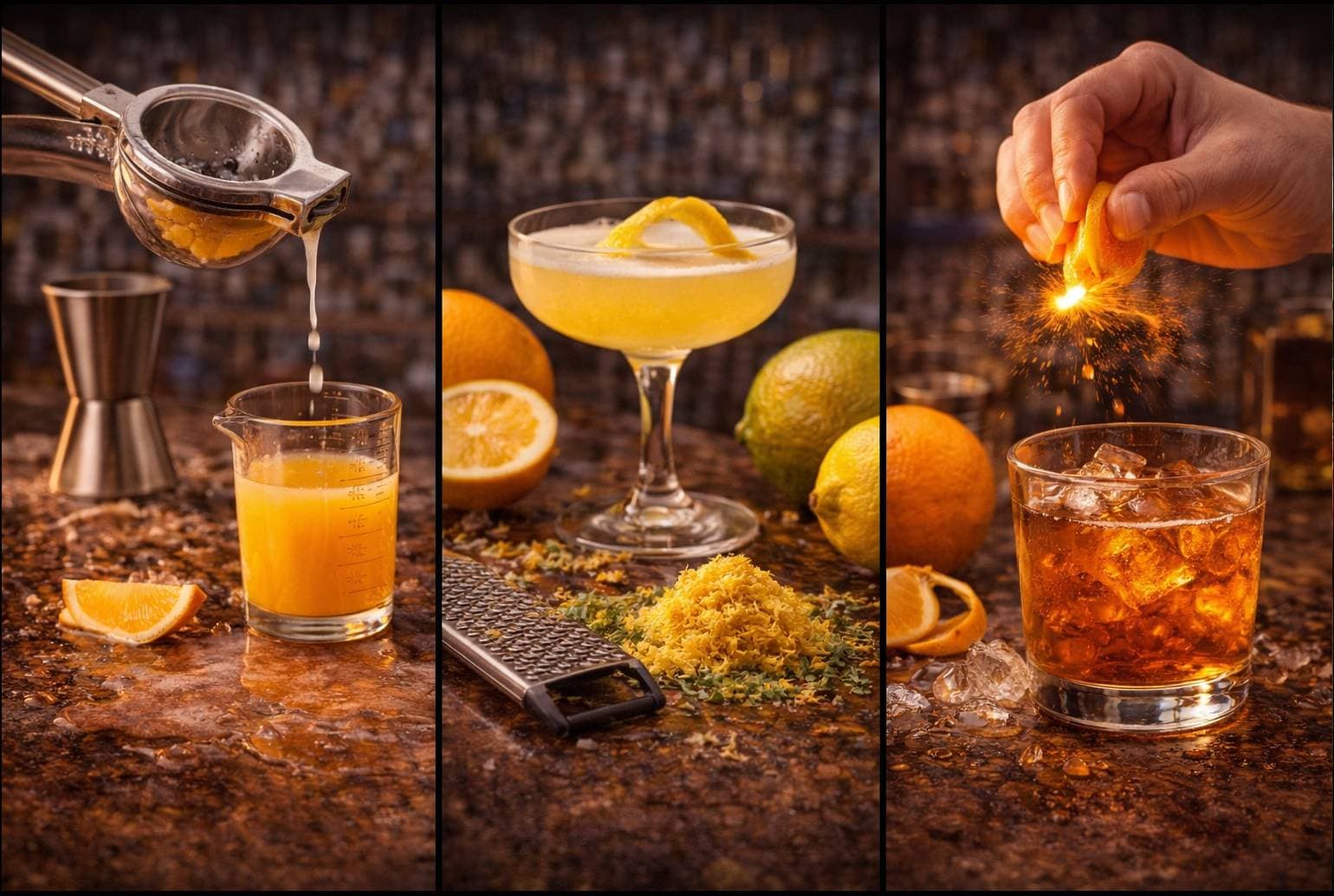 El Papel de los Cítricos en los Cócteles — Zumo, Ralladura, Aceites, y Cuándo Usar Cada Uno