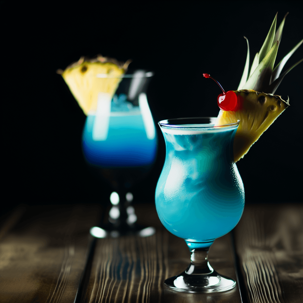 Blue Lagoon cocktail served in a hurricane