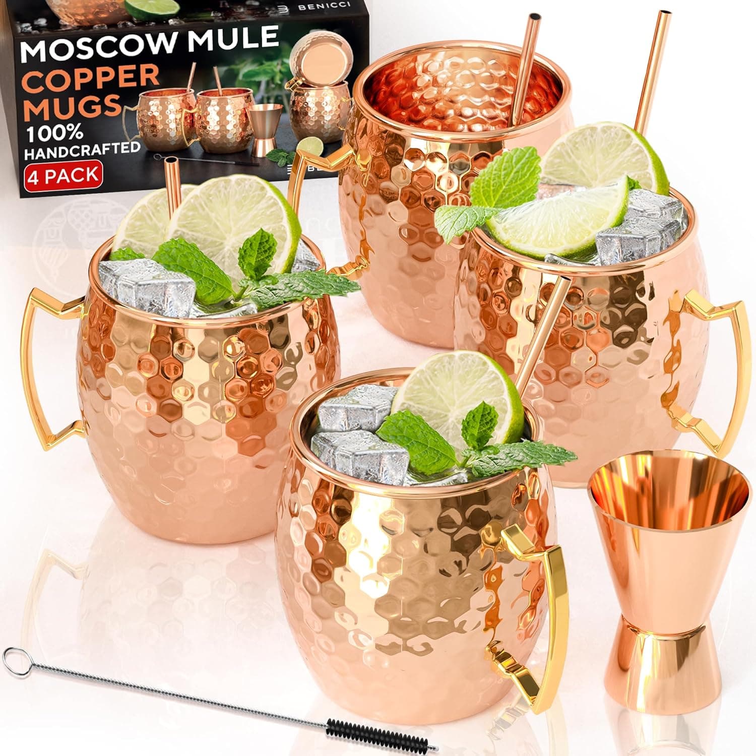 Benicci Moscow Mule Copper Mugs (Set of 4)